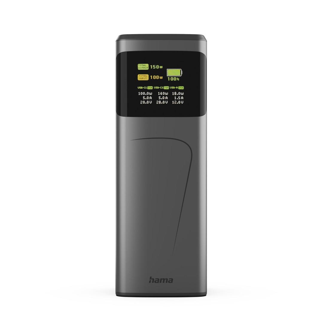 HAMA Външна батерия “High Power”, 150 W, 24000 mAh, 2x USB-C, USB-A, бързо зареждане
