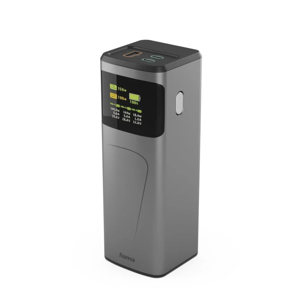 HAMA Външна батерия “High Power”, 150 W, 24000 mAh, 2x USB-C, USB-A, бързо зареждане