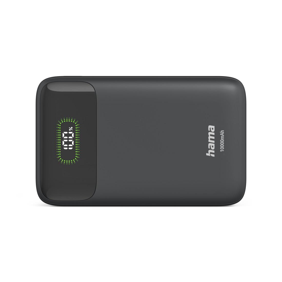 HAMA Външна батерия "PD10-W20", 10000 mAh, 3 изхода: 2 x USB-C, USB-A, Бързо зареждане