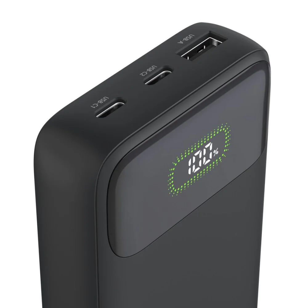 HAMA Външна батерия "PD10-W20", 10000 mAh, 3 изхода: 2 x USB-C, USB-A, Бързо зареждане