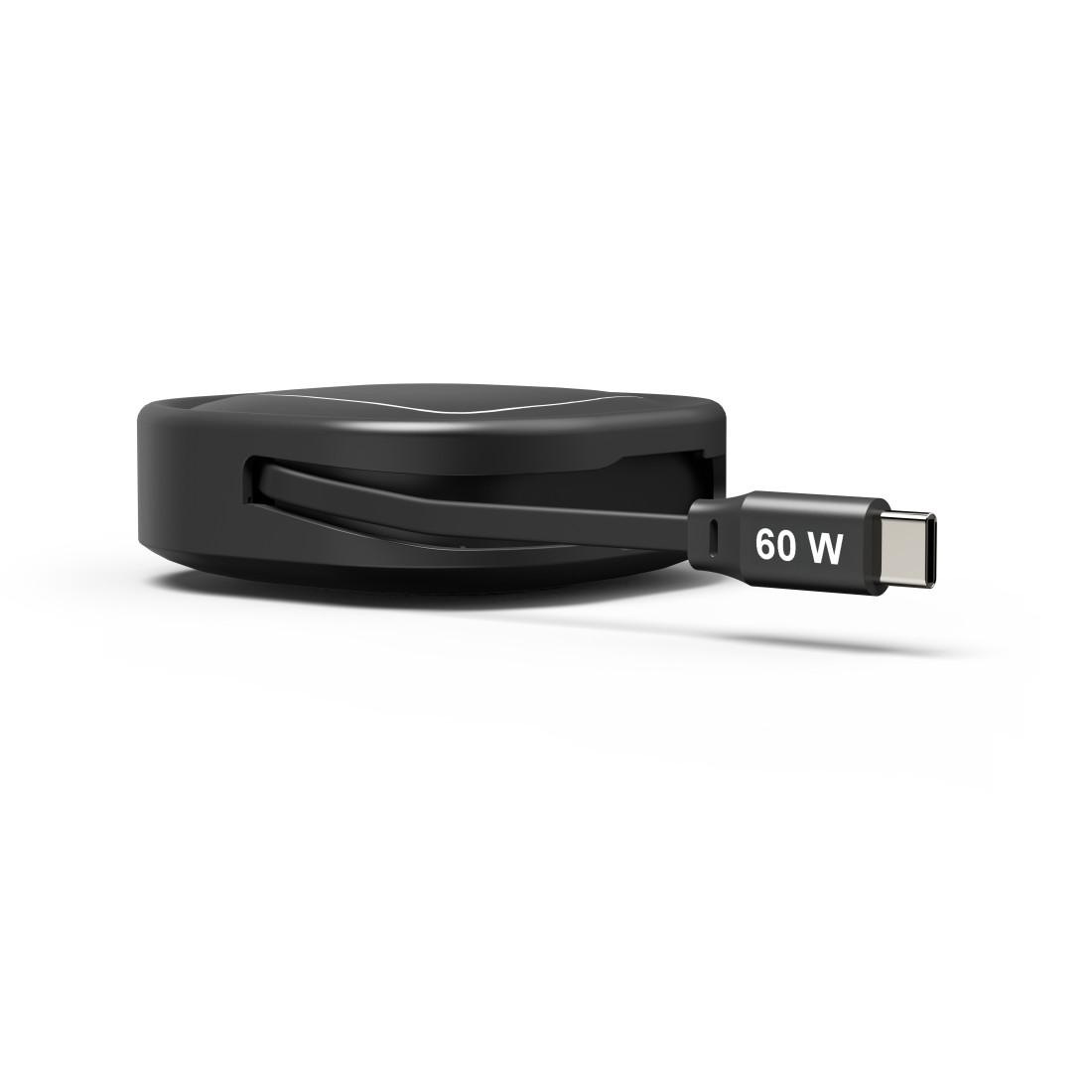 HAMA Прибиращ се кабел за зареждане, USB-C - USB-C, 60 W, 1 м
