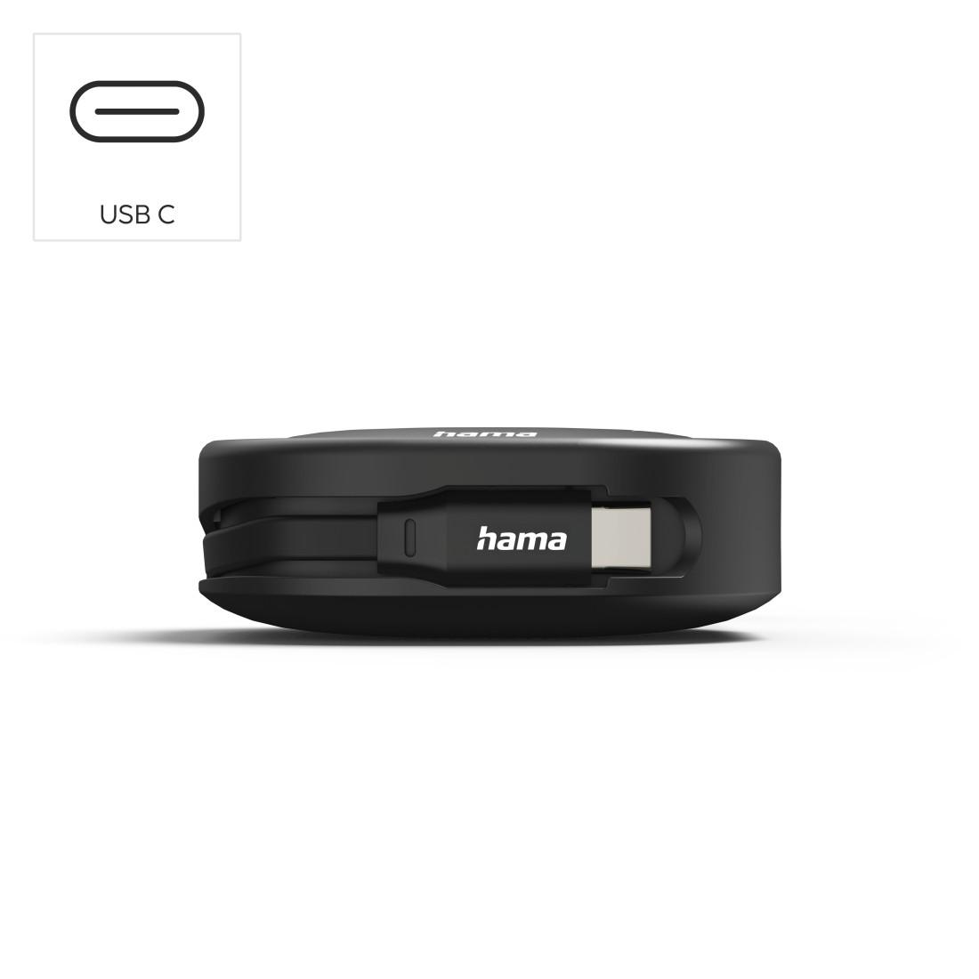 HAMA Прибиращ се кабел за зареждане, USB-C - USB-C, 60 W, 1 м