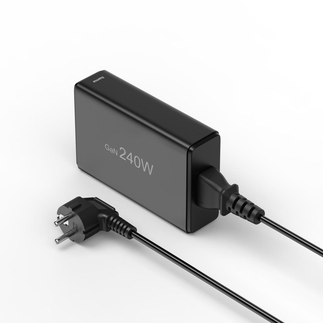 HAMA Зарядна станция 240 W, GaN, Fast Charger, 4 x USB-C, 1 x USB-A, PD