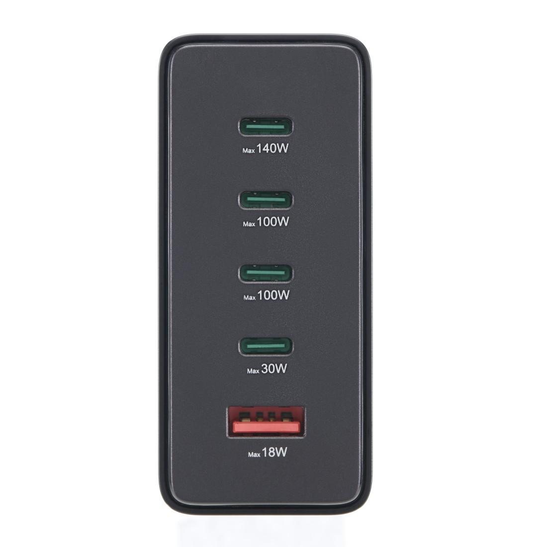 HAMA Зарядна станция 240 W, GaN, Fast Charger, 4 x USB-C, 1 x USB-A, PD