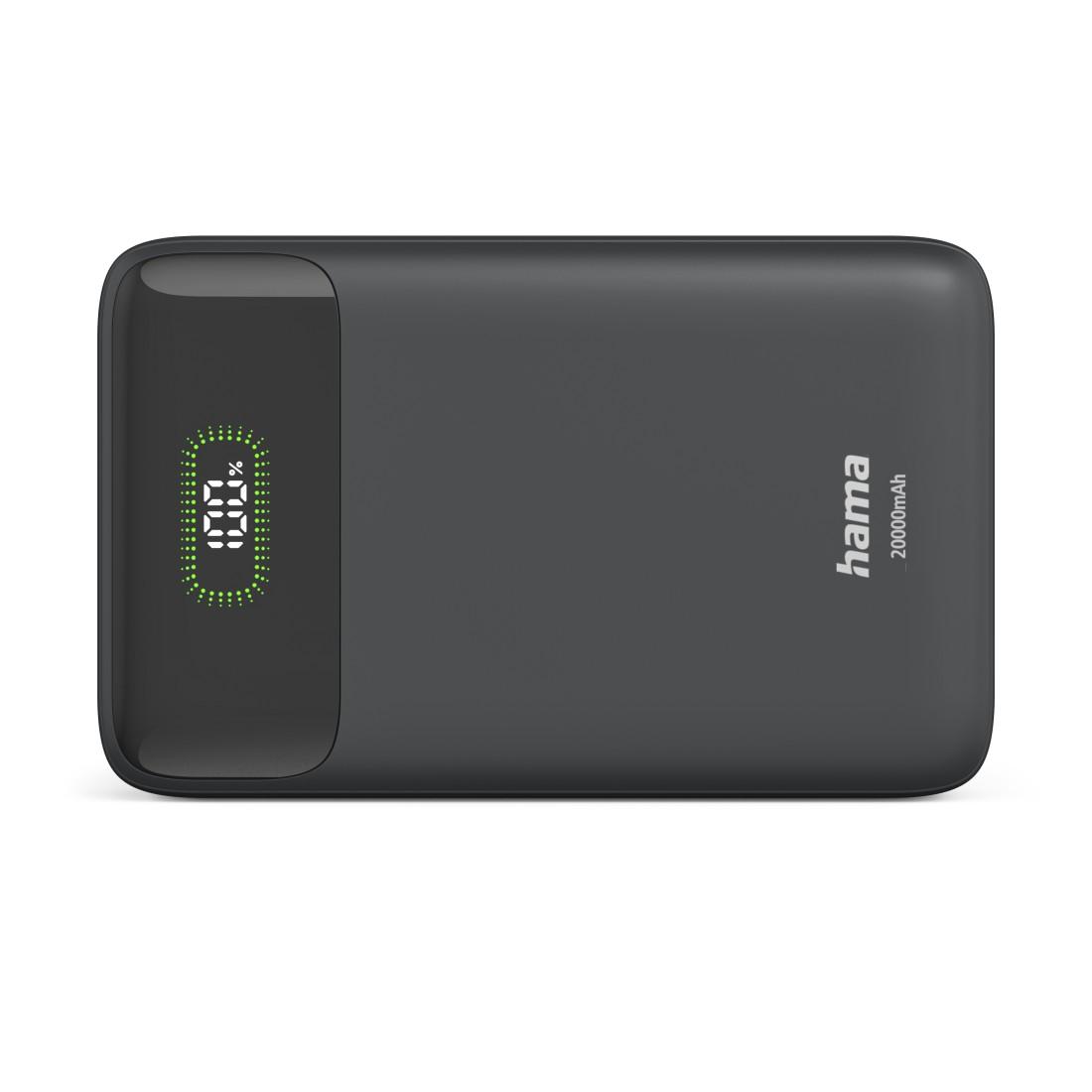 HAMA Външна батерия "PD20-W20", 20000 mAh, 3 изхода: 2 x USB-C, USB-A, Бързо зареждане