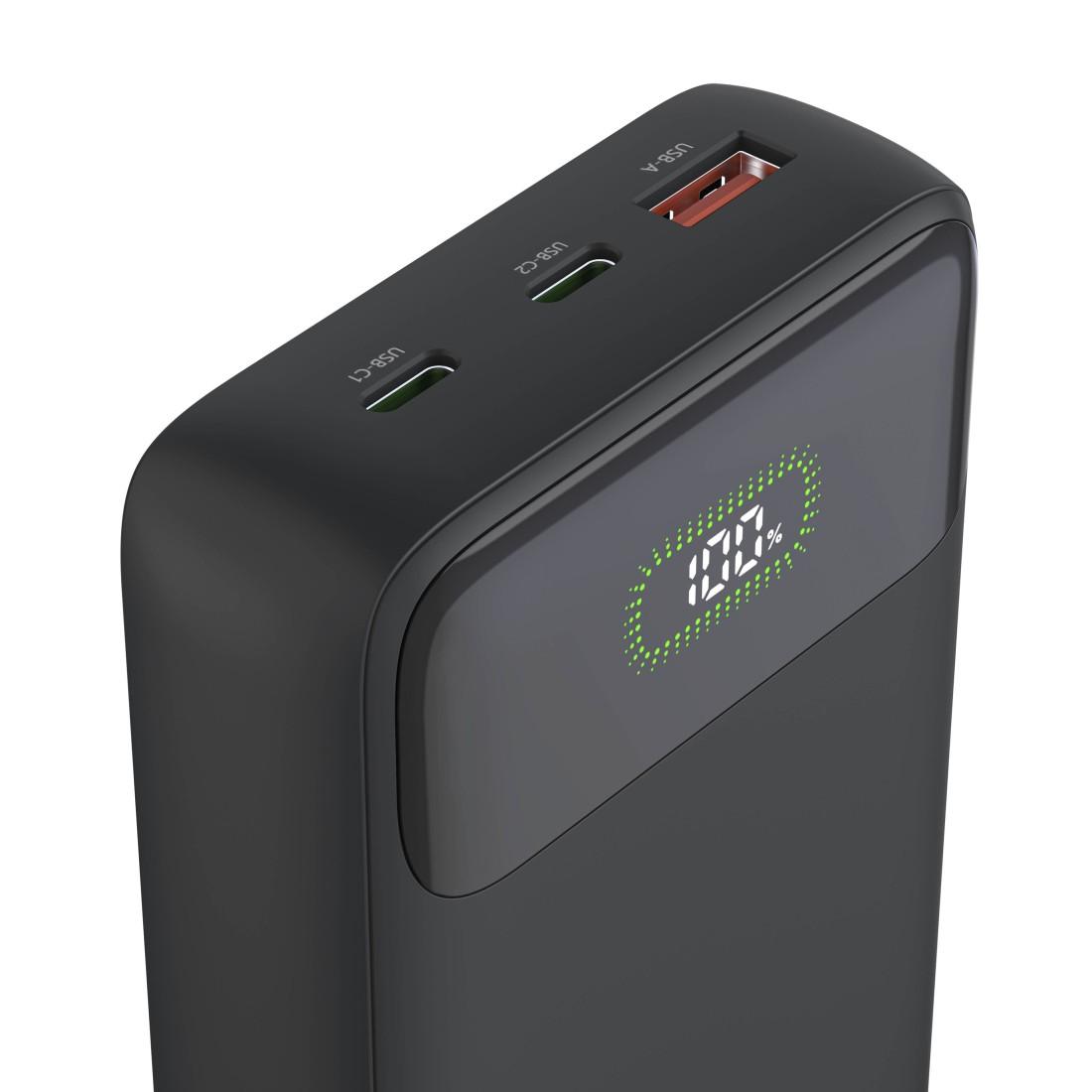 HAMA Външна батерия "PD20-W20", 20000 mAh, 3 изхода: 2 x USB-C, USB-A, Бързо зареждане