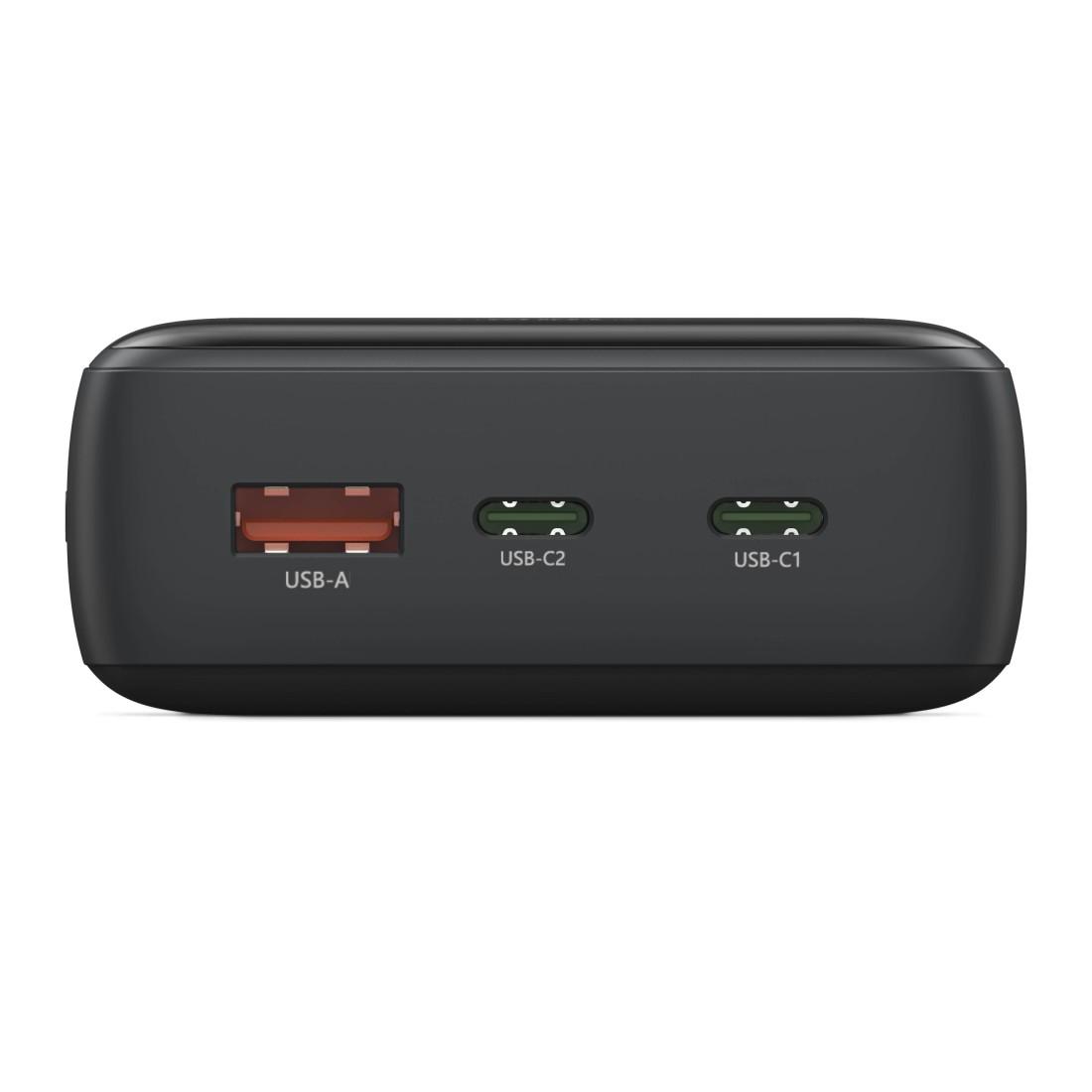 HAMA Външна батерия "PD20-W20", 20000 mAh, 3 изхода: 2 x USB-C, USB-A, Бързо зареждане