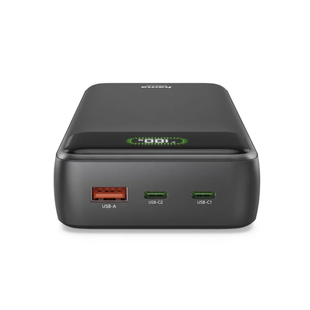 HAMA Външна батерия "PD27-W65", 27000 mAh, Изходи: 2xUSB-C, USB-A, Бързо зареждане