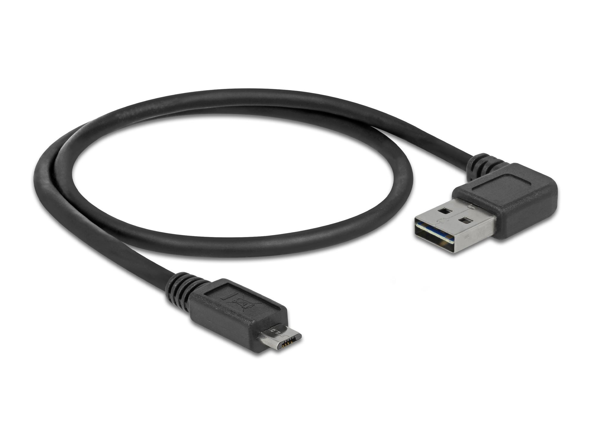 Кабел Delock EASY-USB 2.0 Type-A мъжко angled left / right > USB 2.0 Type Micro-B мъжко 0,5 m