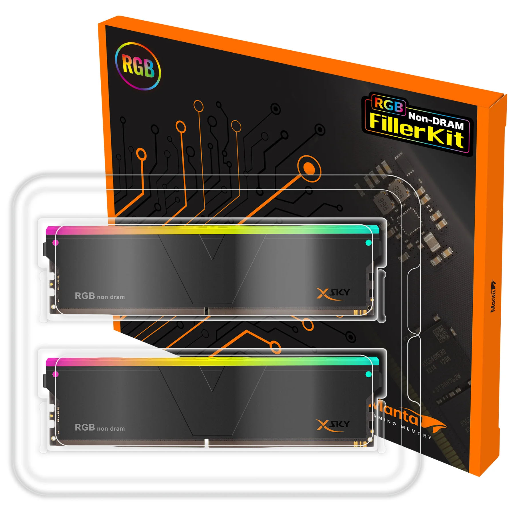 Филтър за свободни слотове DDR V-Color Manta XSky RGB Filler Kit für DDR5 ARGB Dual-Kit Black