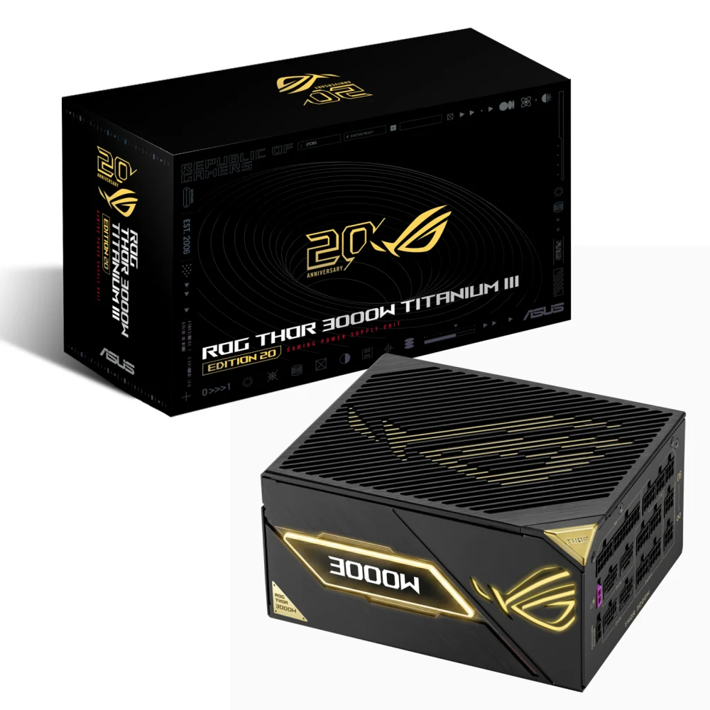 Power supply ASUS ROG THOR III 3000W Edition 20, 80 Plus Titanium PCIe 5.1, Fully Modular - 90YE00VA-B0NA00