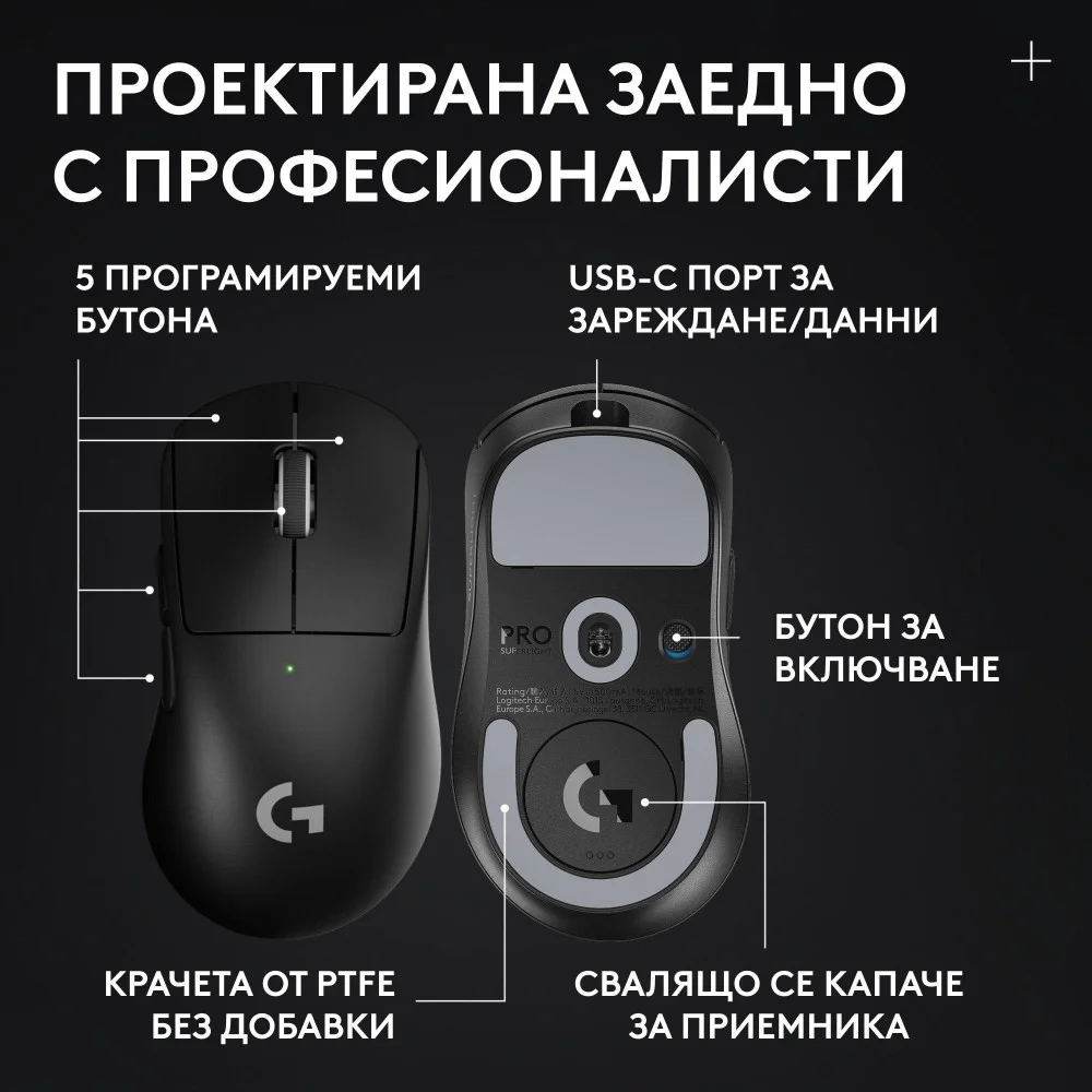 Геймърска безжична мишка Logitech G Pro X Superlight 2 DEX SE - Black