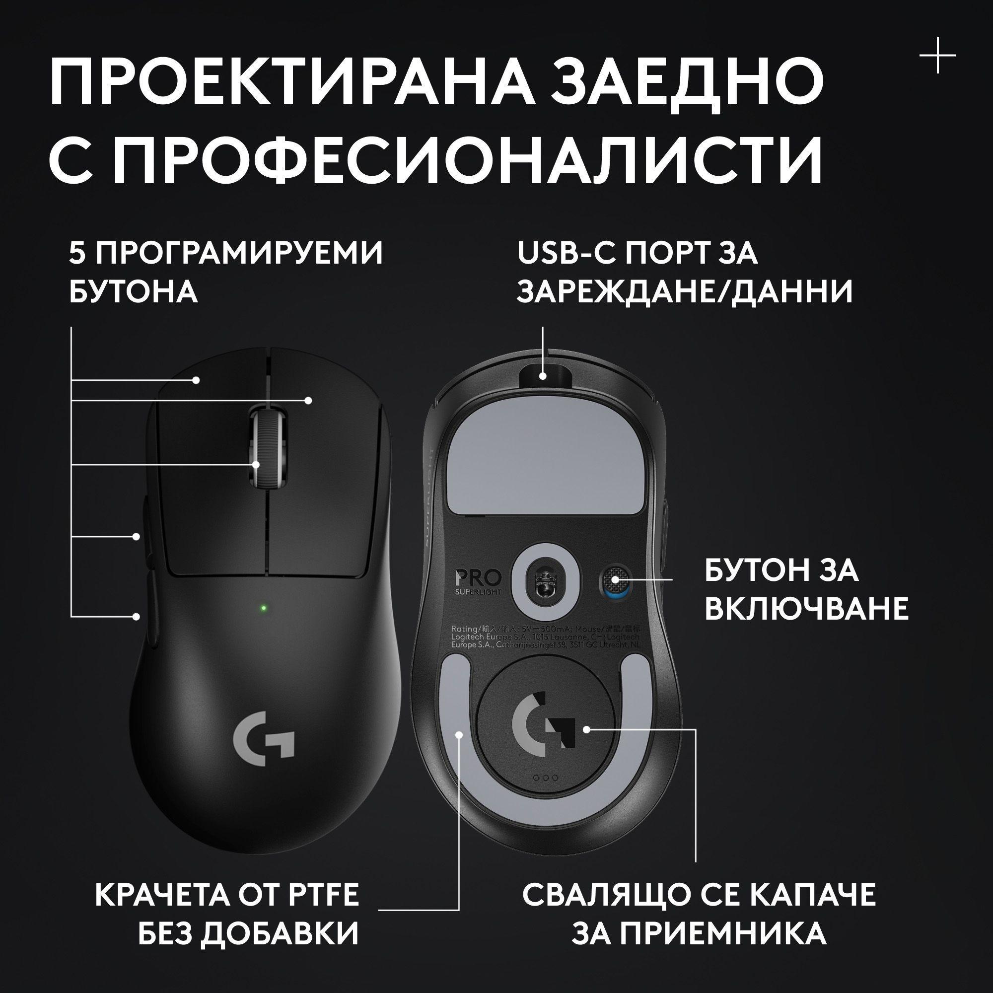 Геймърска безжична мишка Logitech G Pro X Superlight 2 DEX SE - Black