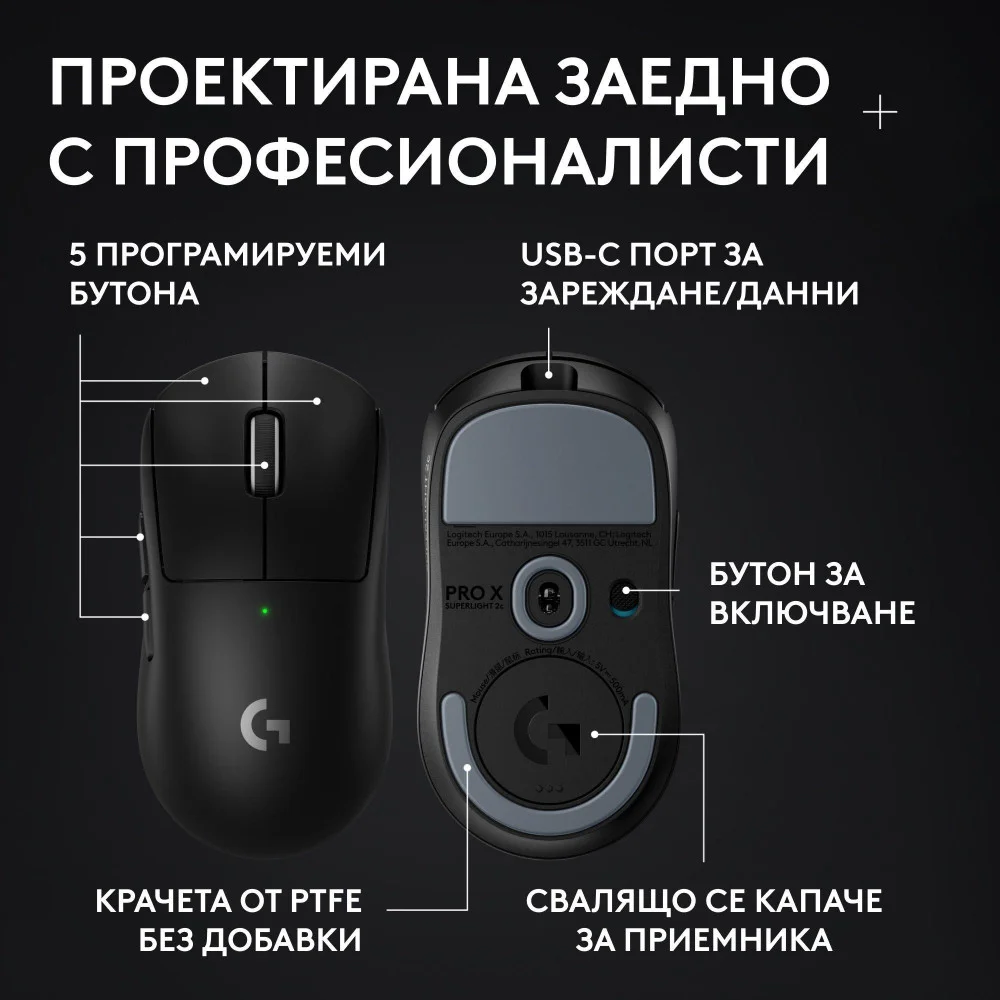 Геймърска безжична мишка Logitech G Pro X Superlight 2c SE - Black