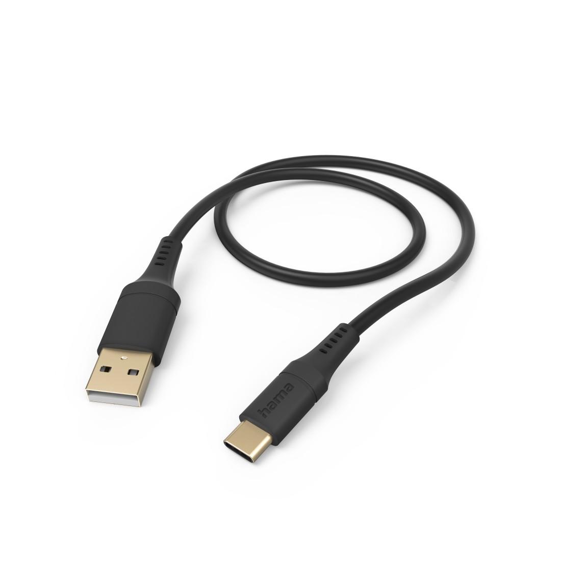 HAMA Кабель для заряджання "Flexible", USB-A - USB-C, 1.5 м, силіконовий, чорний