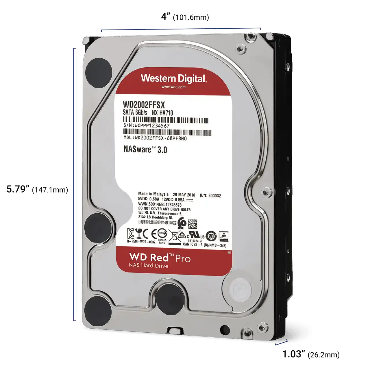 Disco duro WD Red Pro 16TB 3.5" SATA 6 Gb/s 7200 rpm 512MB - WD161KFGX