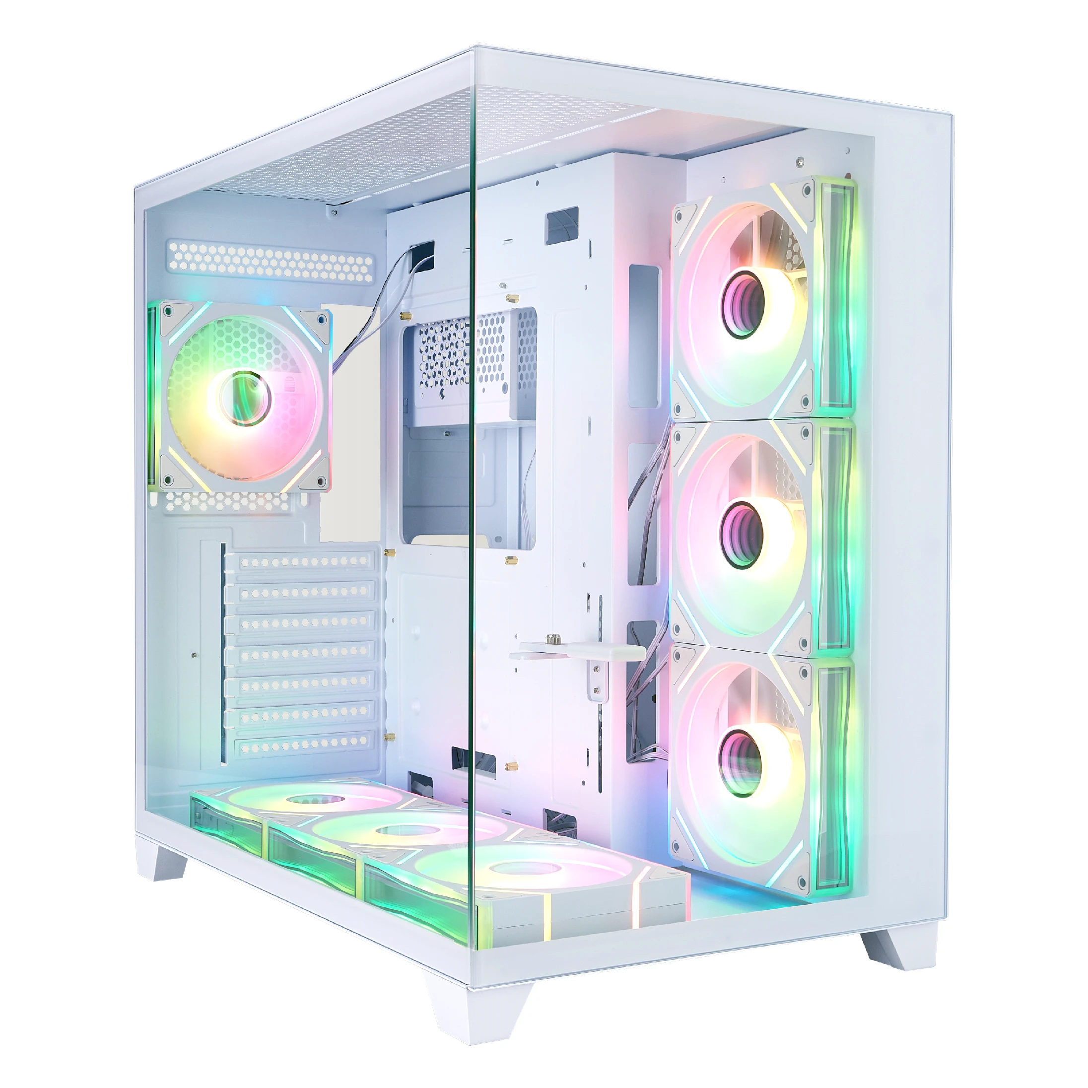 Кутия 1stPlayer MEGAVIEW MV8 White Case ATX + 7 x 120mm ARGB Fans