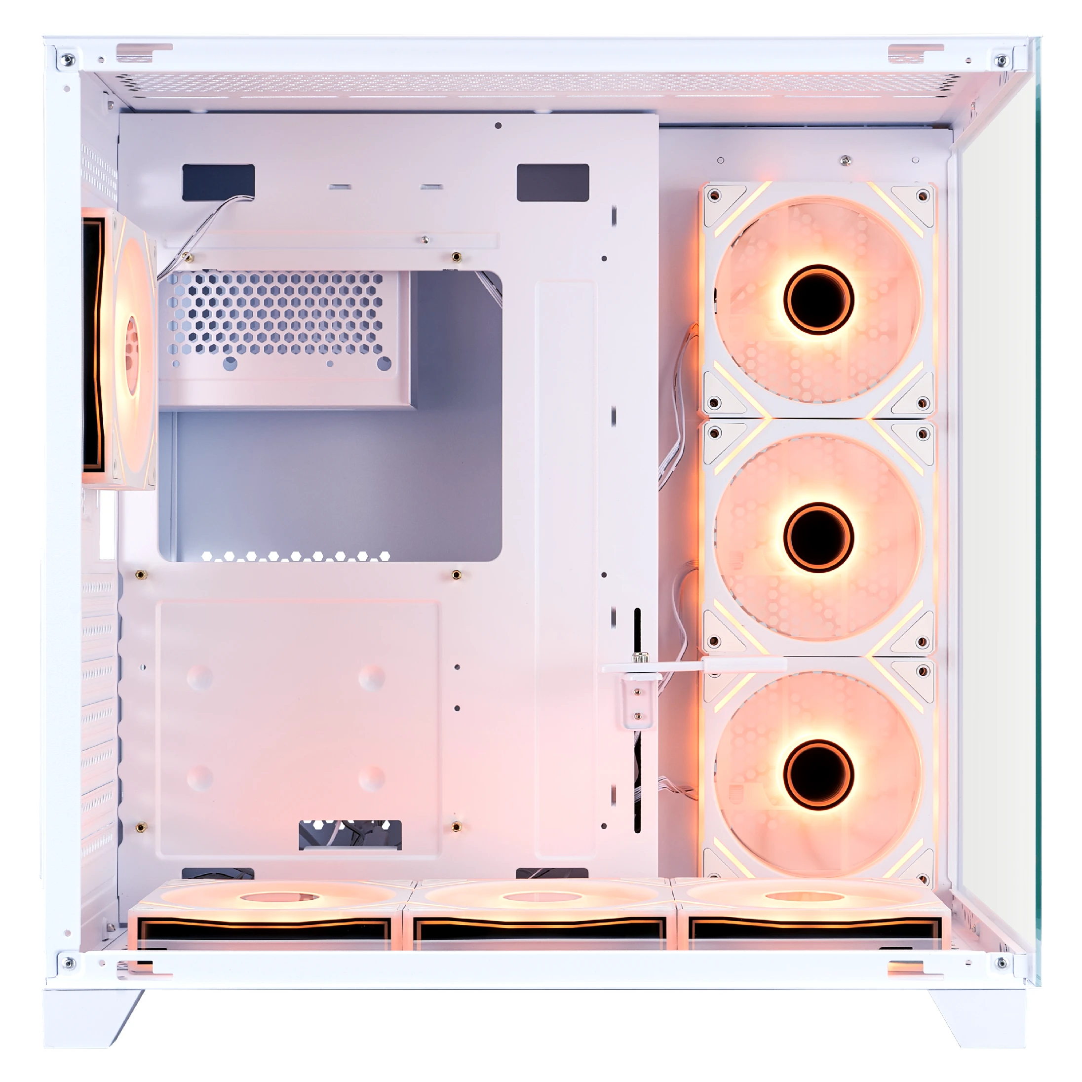 Кутия 1stPlayer MEGAVIEW MV8 White Case ATX + 7 x 120mm ARGB Fans
