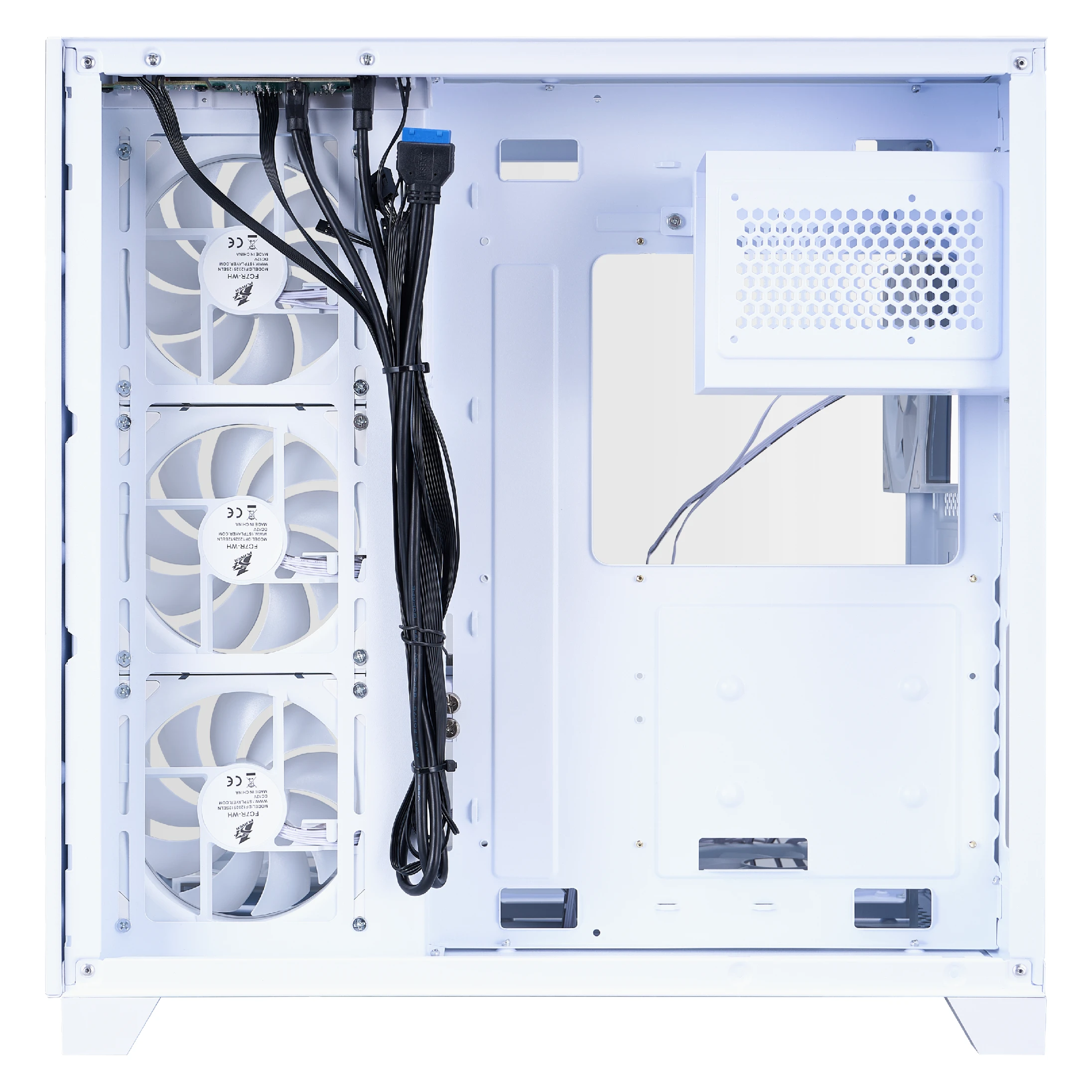 Кутия 1stPlayer MEGAVIEW MV8 White Case ATX + 7 x 120mm ARGB Fans