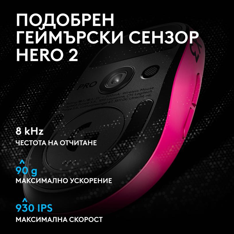 Геймерська мишка Logitech G Pro X3 Superstrike - Magenta Eclipse