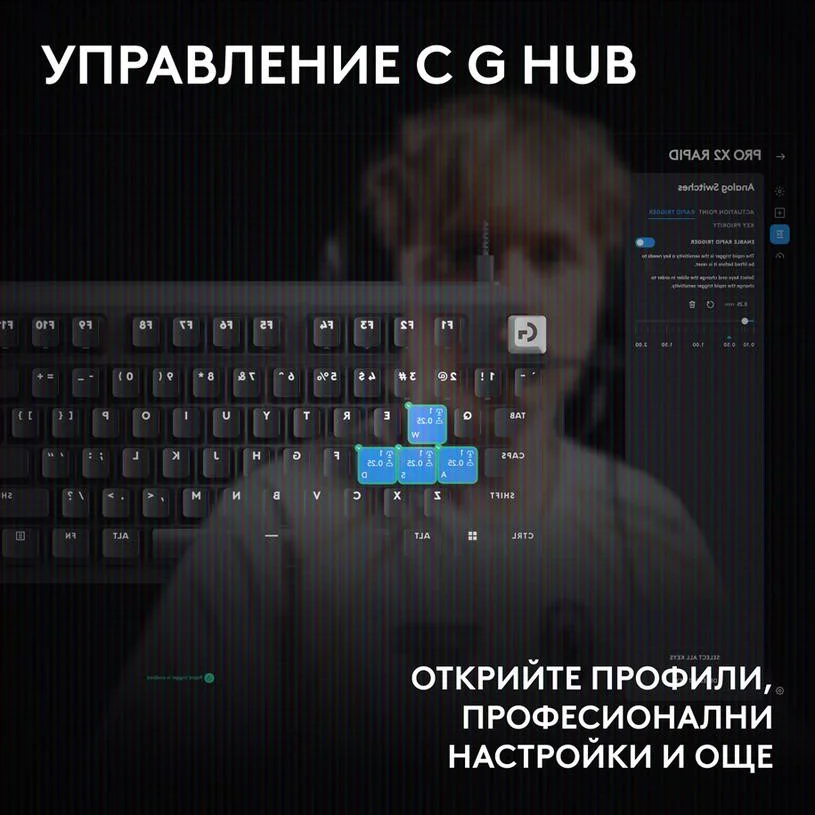 Геймърска механична клавиатура Logitech G Pro X2 RAPID TKL, Magnetic Analog Linear Switch - Бял