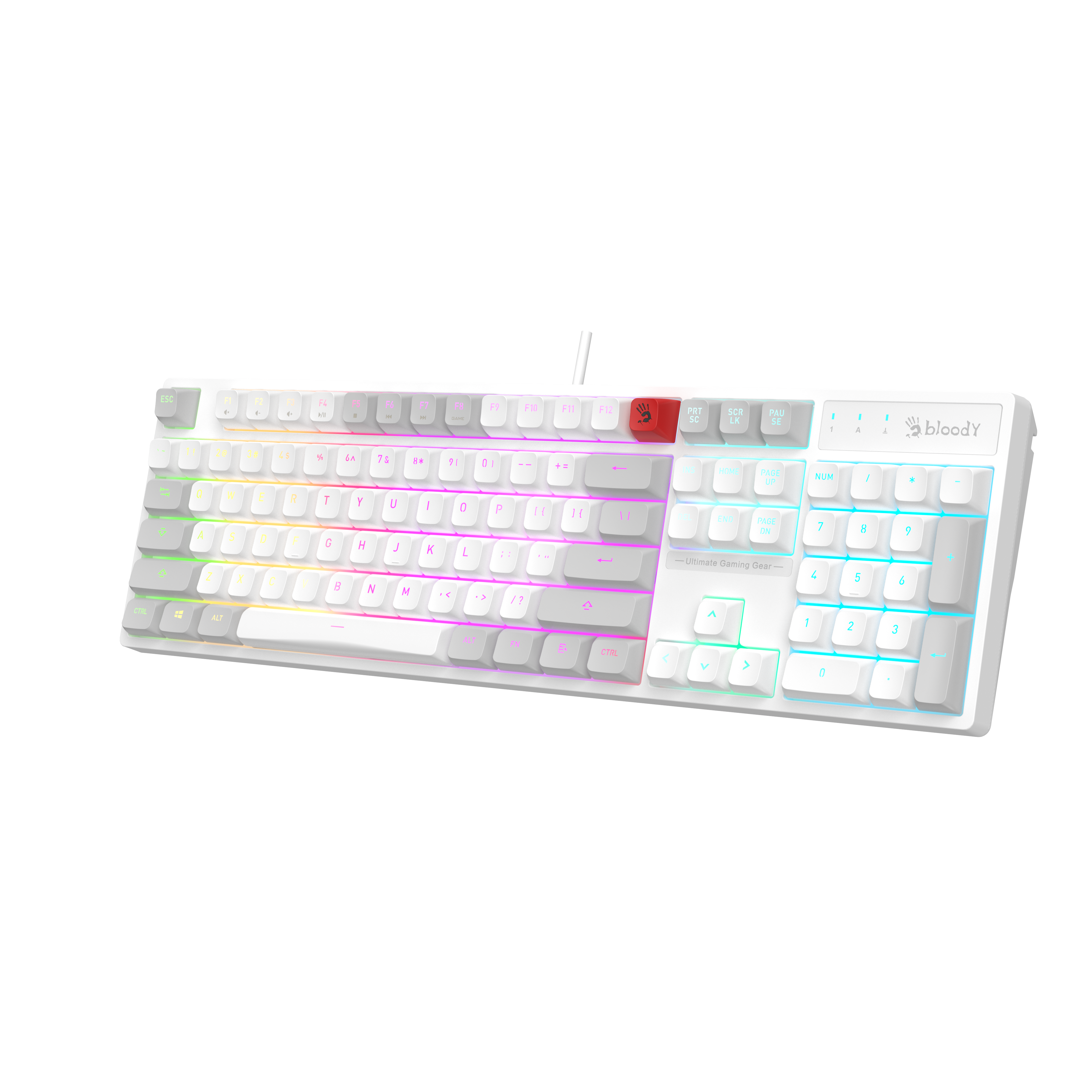 Геймърска клавиатура A4Tech Bloody B230N Neon Backlit - Бяла