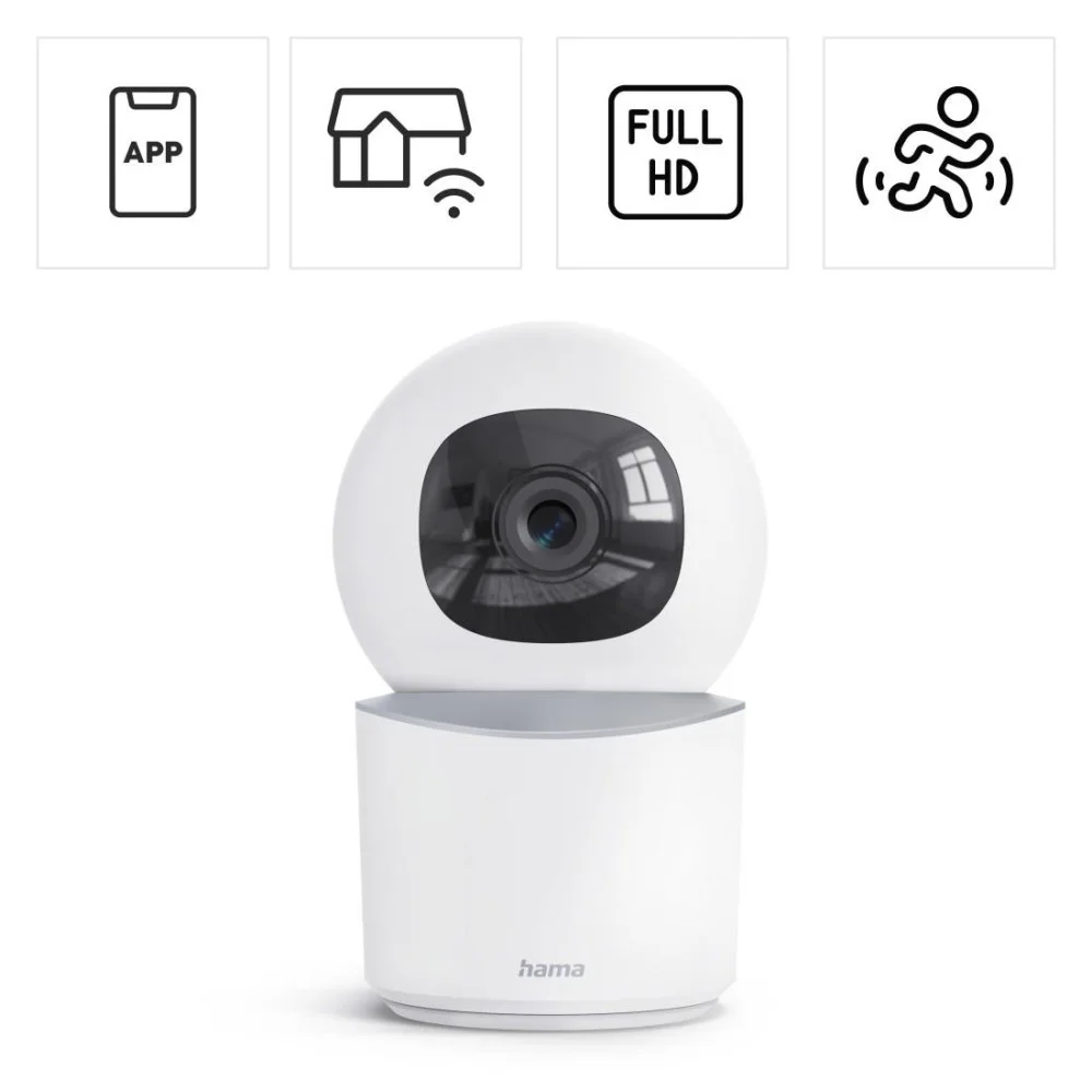 HAMA Wi-Fi камера, за закрити помещения, записваща, въртяща се, бяла