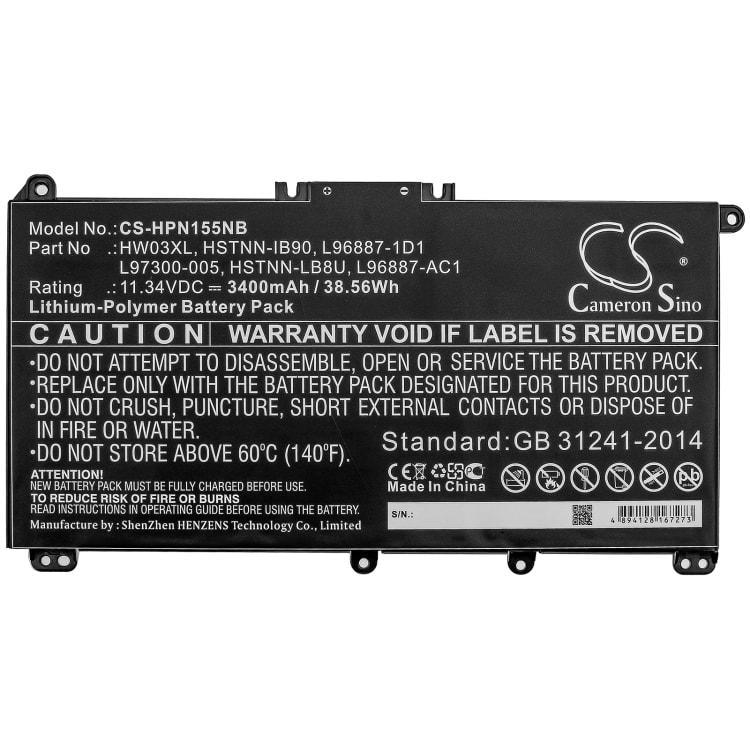 Batterie für Laptop HP Pavilion 15 15-EG0000, Pavilion 15 EG0073CL HSTNN-IB90 LiPo 11.34V 3400mAh CAMERON SINO