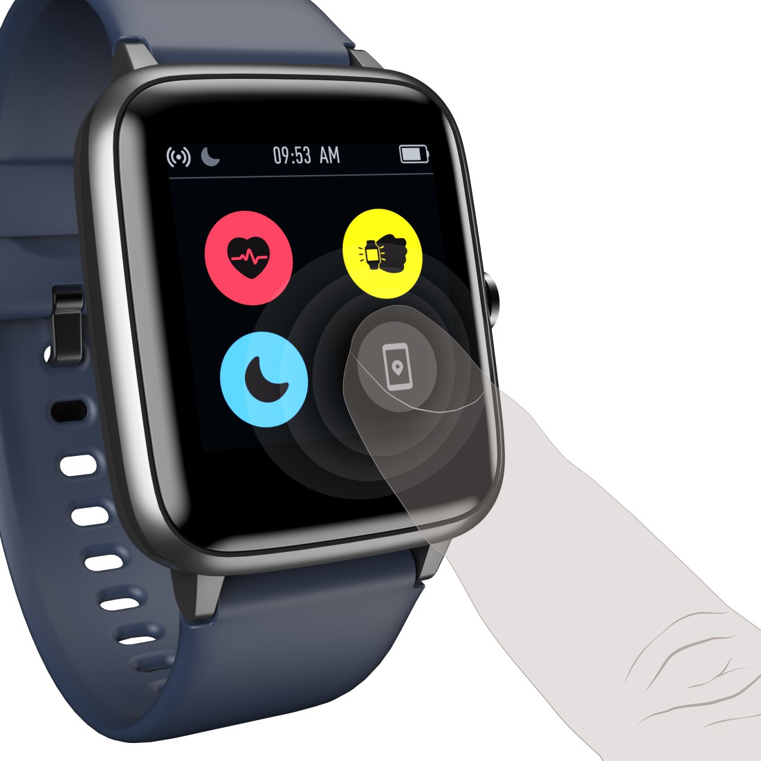 Смарт часовник Hama Fit Watch 4900, 1.3", Пулс, Пидометър, Калории, Водоустойчив, Черен
