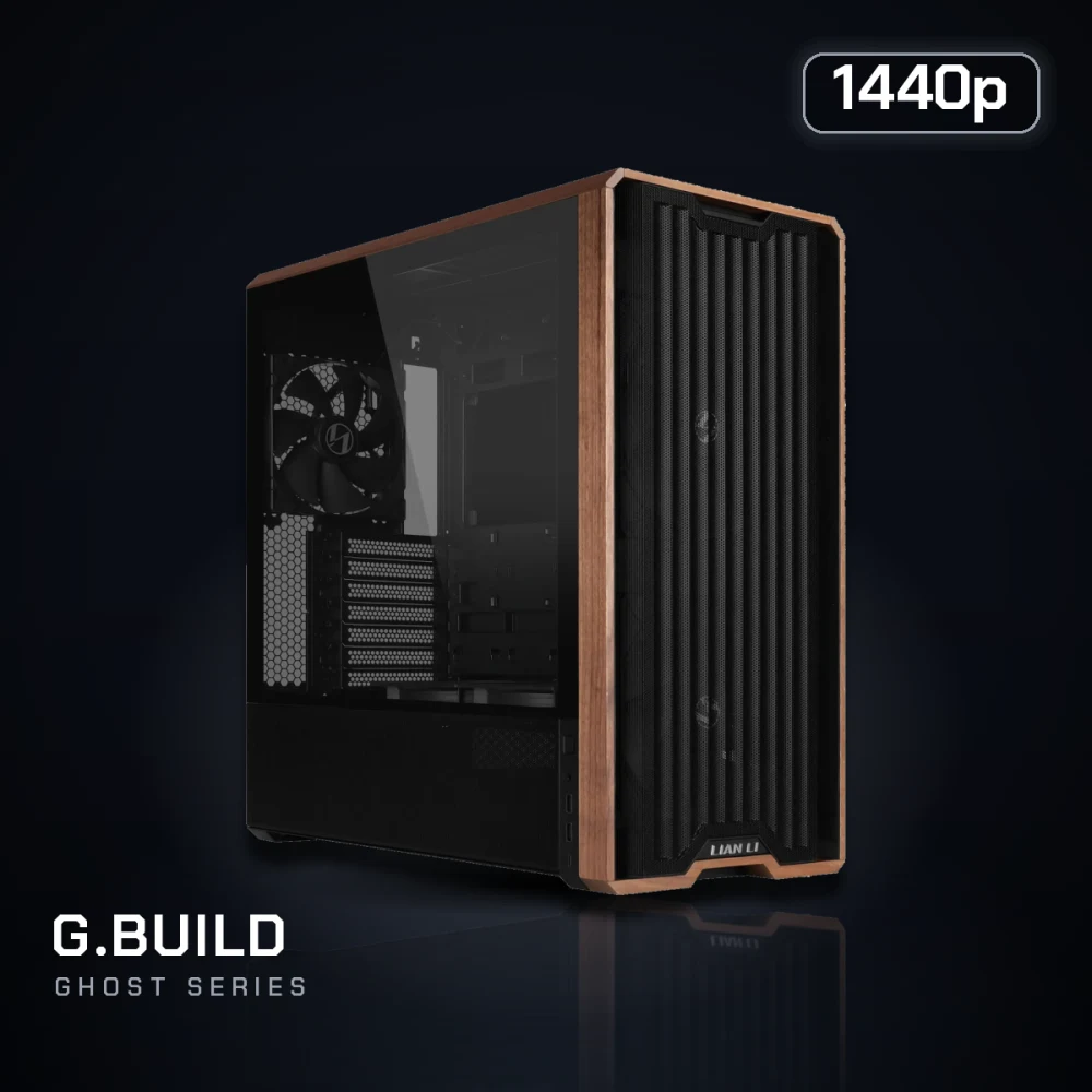 G.BUILD Ghost 1440p · RTX 5070 12GB · AMD Ryzen 7 9700X MPK · 32GB DDR5 · 1TB · Powered by ASRock