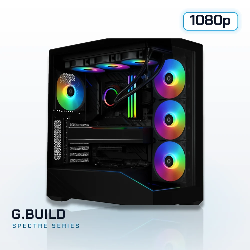 G.BUILD Spectre 1080p · RX 9060 XT 16GB · AMD Ryzen 5 5600XT Box · 16GB DDR4 · 1TB · Powered by ASRock