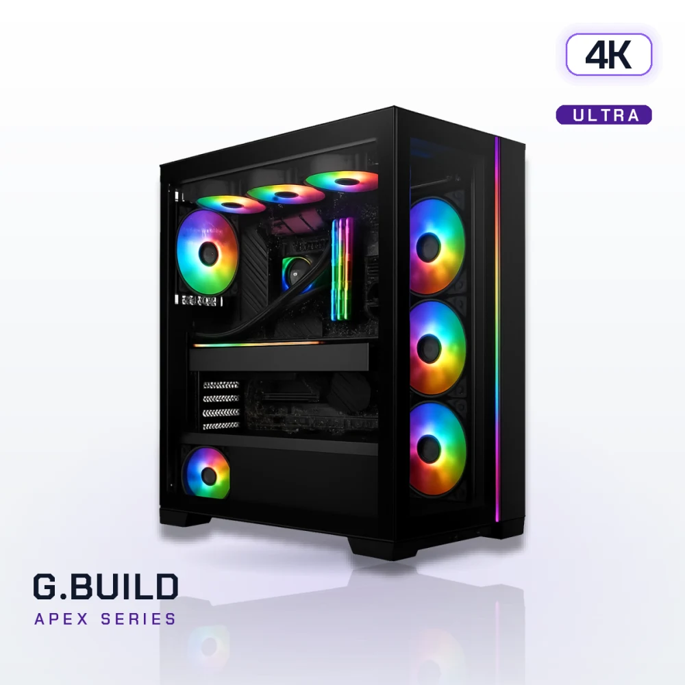 G.BUILD Apex 4K Ultra · RTX 5090 32GB · AMD Ryzen 9 9950X3D Box · 64GB DDR5 · 2TB · Powered by MSI