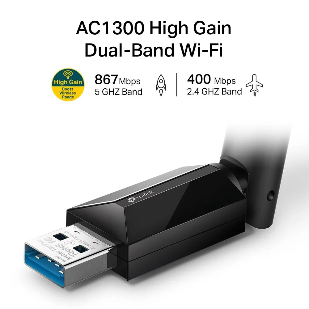 Беспроводной адаптер TP-LINK Archer T3U PLUS, AC1300, двухдиапазонный, USB3.0, встроенная антенна