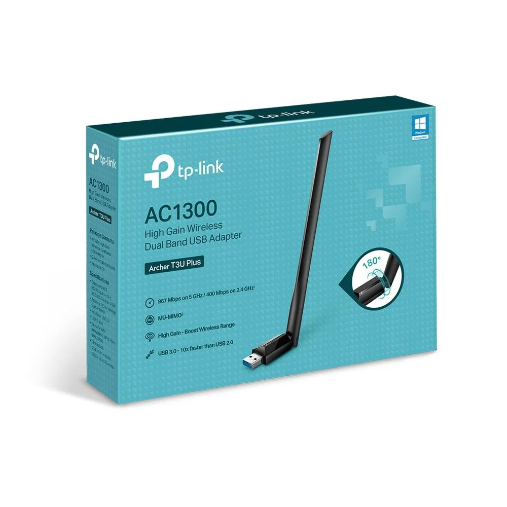 Беспроводной адаптер TP-LINK Archer T3U PLUS, AC1300, двухдиапазонный, USB3.0, встроенная антенна