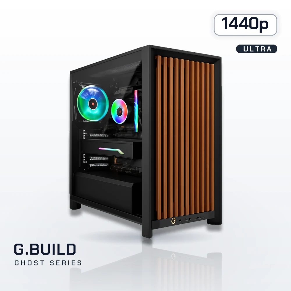 G.BUILD Ghost 1440p Ultra · RTX 5070 Ti 16GB · AMD Ryzen 7 7800X3D Box · 32GB DDR5 · 2TB · Powered by MSI