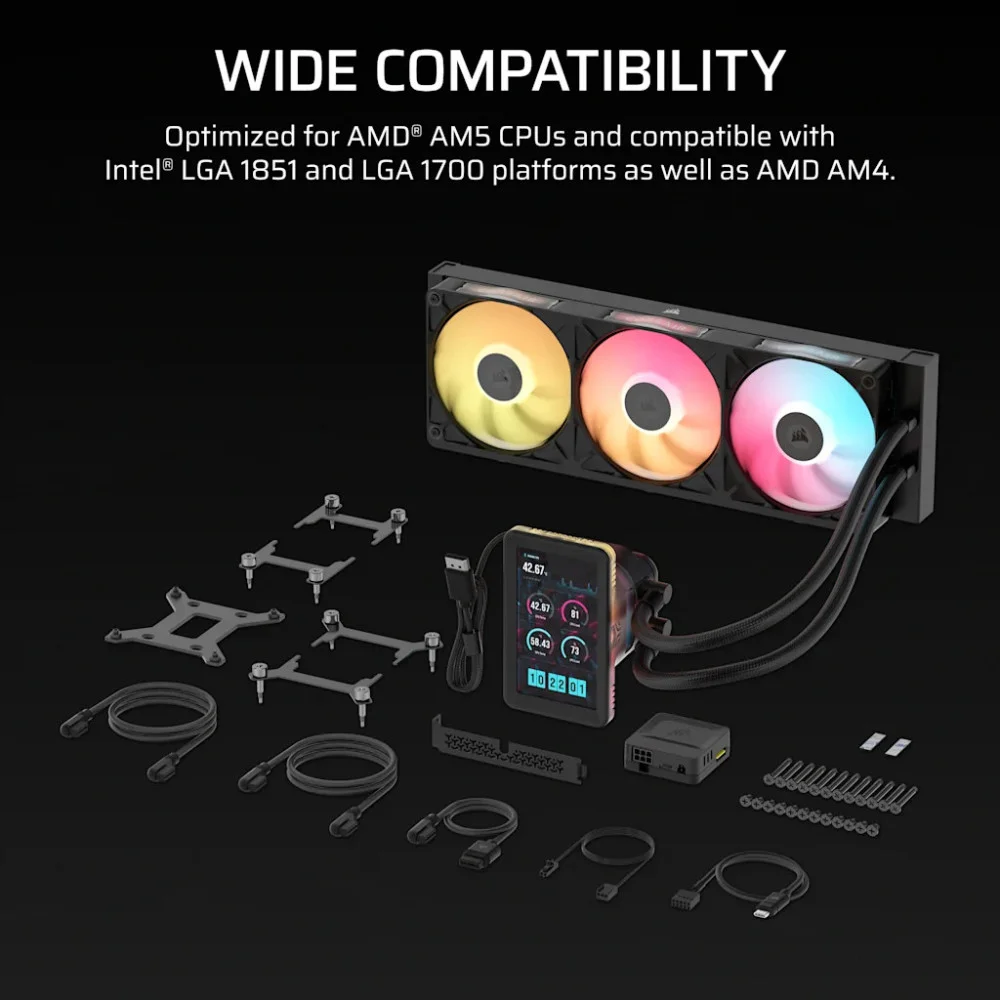 Водно охлаждане Corsair iCUE LINK TITAN II 360 RX LCD, 360mm Radiator, Liquid CPU Cooler - CW-9061045-WW