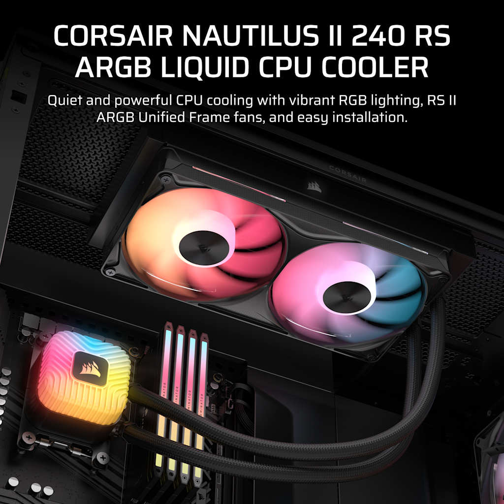 Водно охлаждане Corsair NAUTILUS II 240 RS ARGB, 240mm Radiator, Liquid CPU Cooler - CW-9061047-WW