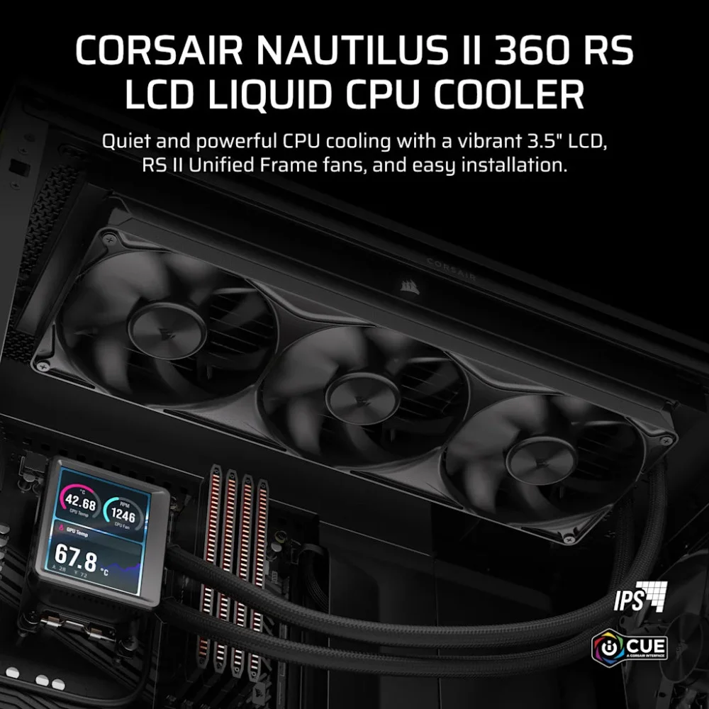 Водно охлаждане Corsair NAUTILUS II 360 RS LCD, 360mm Radiator, Liquid CPU Cooler - CW-9061053-WW
