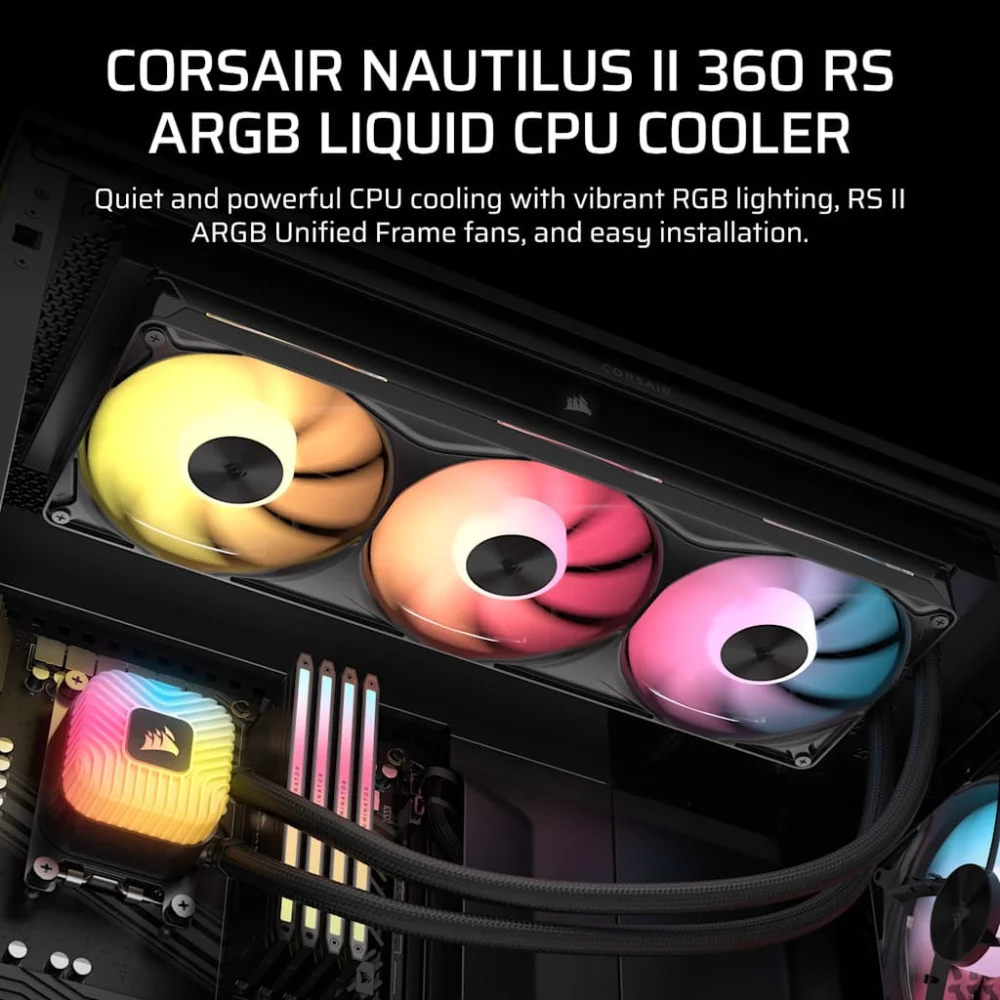 Водно охлаждане Corsair NAUTILUS II 360 RS ARGB, 360mm Radiator, Liquid CPU Cooler - CW-9061049-WW