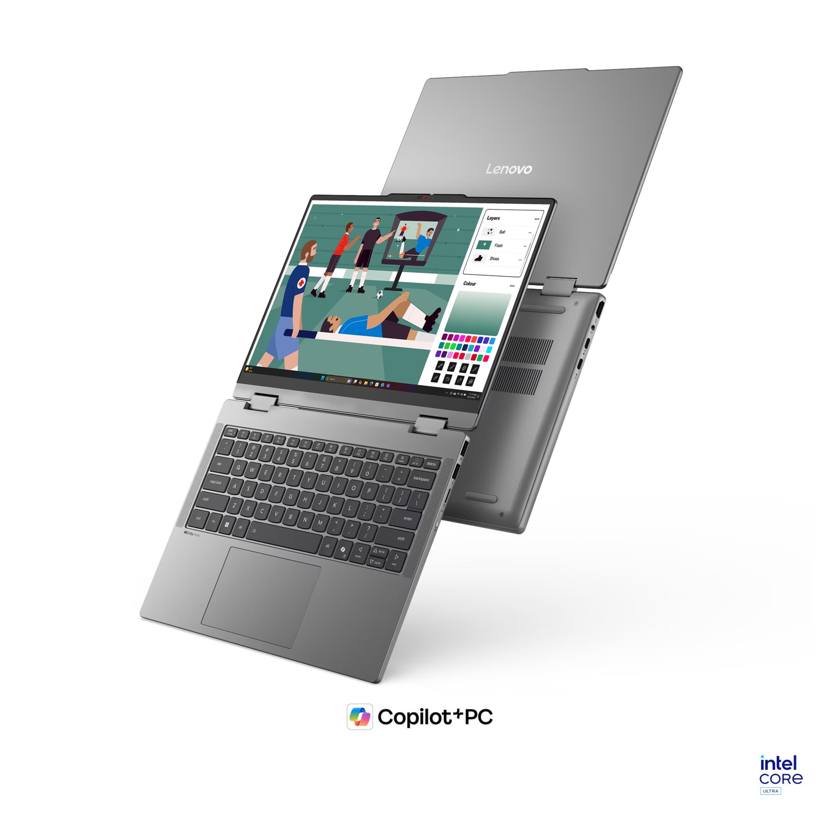 Лаптоп Lenovo IdeaPad 5 2in1, Intel Core Ultra 7 355 8C/8T, 32GB DDR5 RAM, Intel Graphics, 14" IPS 1920x1200 Display - 83UG003SBM
