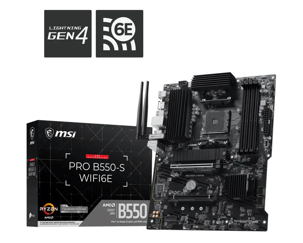 Дънна платка MSI PRO B550-S WIFI6E AM4 - 911-7C56-097