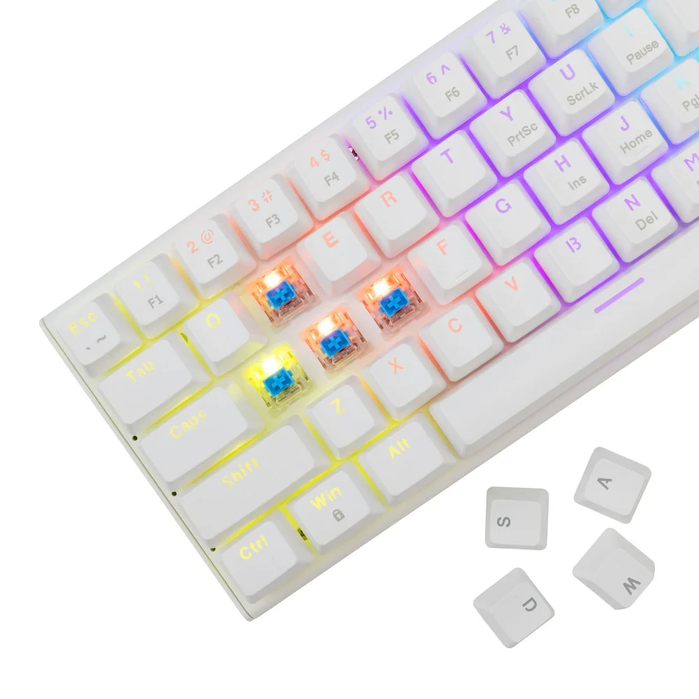 White Shark Gaming Mechanical Keyboard WAKIZASHI 2 - Blue Switches (English US), White Gamer Mouse