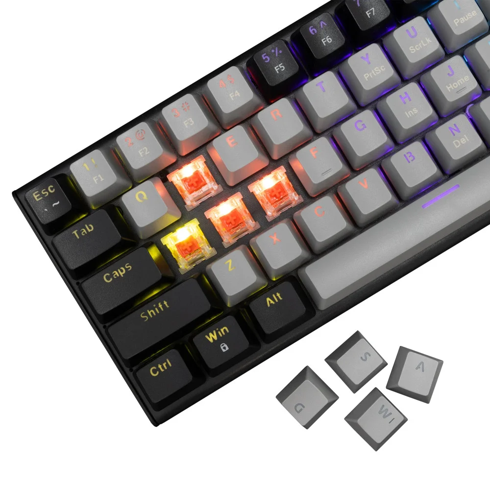 White Shark геймърска механична клавиатура Gaming Mechanical Keyboard WAKIZASHI 2 - Red Switches (English US), Gray, Black