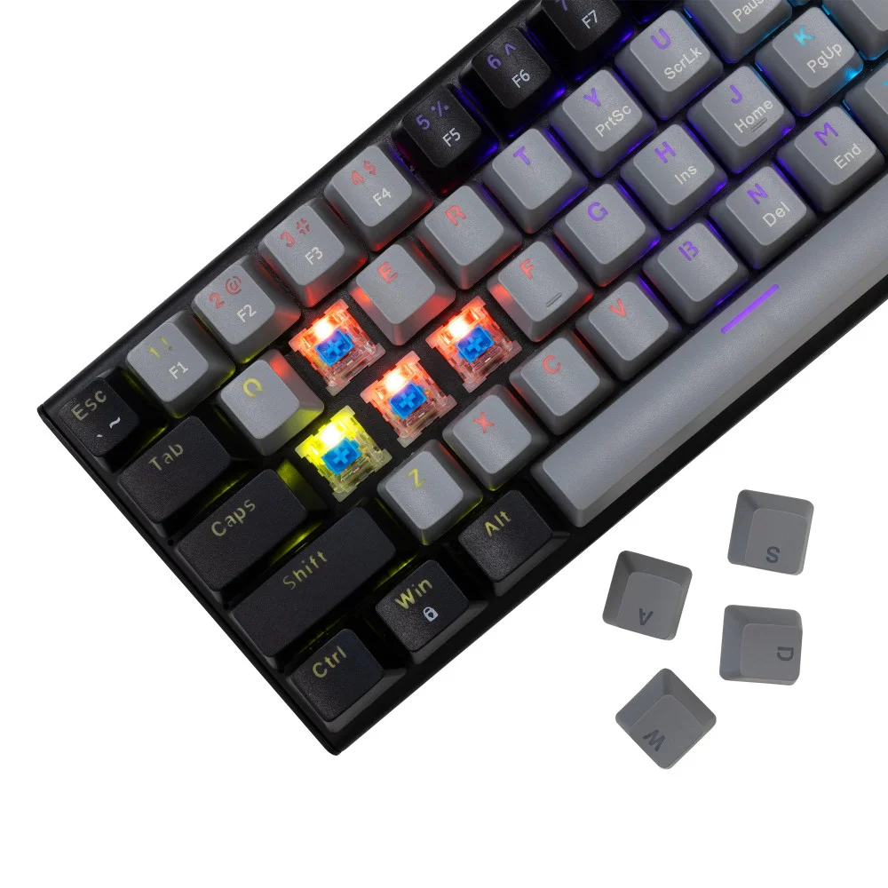White Shark Gaming Mechanical Keyboard WAKIZASHI 2 - Blue Switches (English US), Gray, Black Gamer Mouse