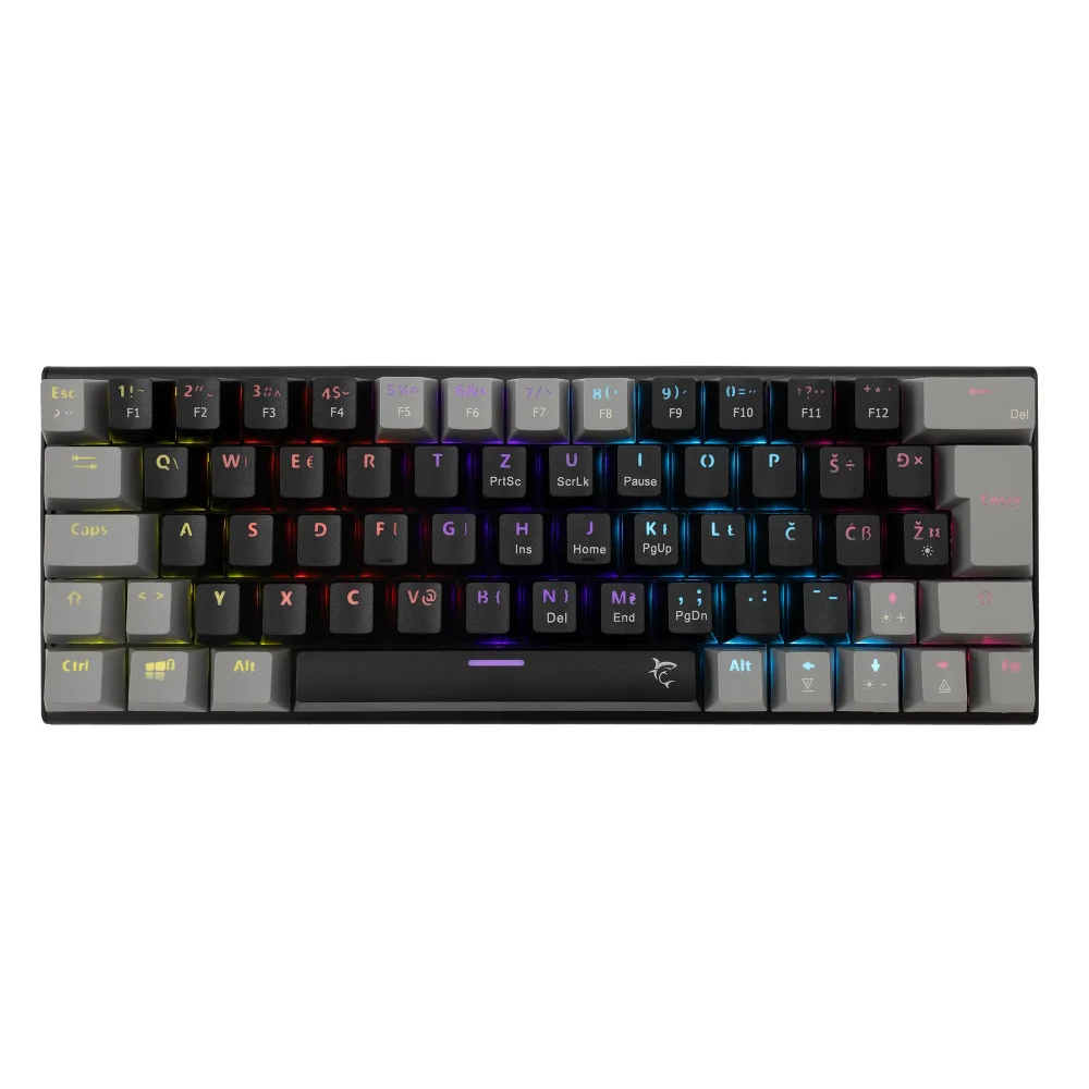 White Shark геймърска механична клавиатура Gaming Mechanical Keyboard WAKIZASHI 2 - Red Switches (English US), Black, Gray