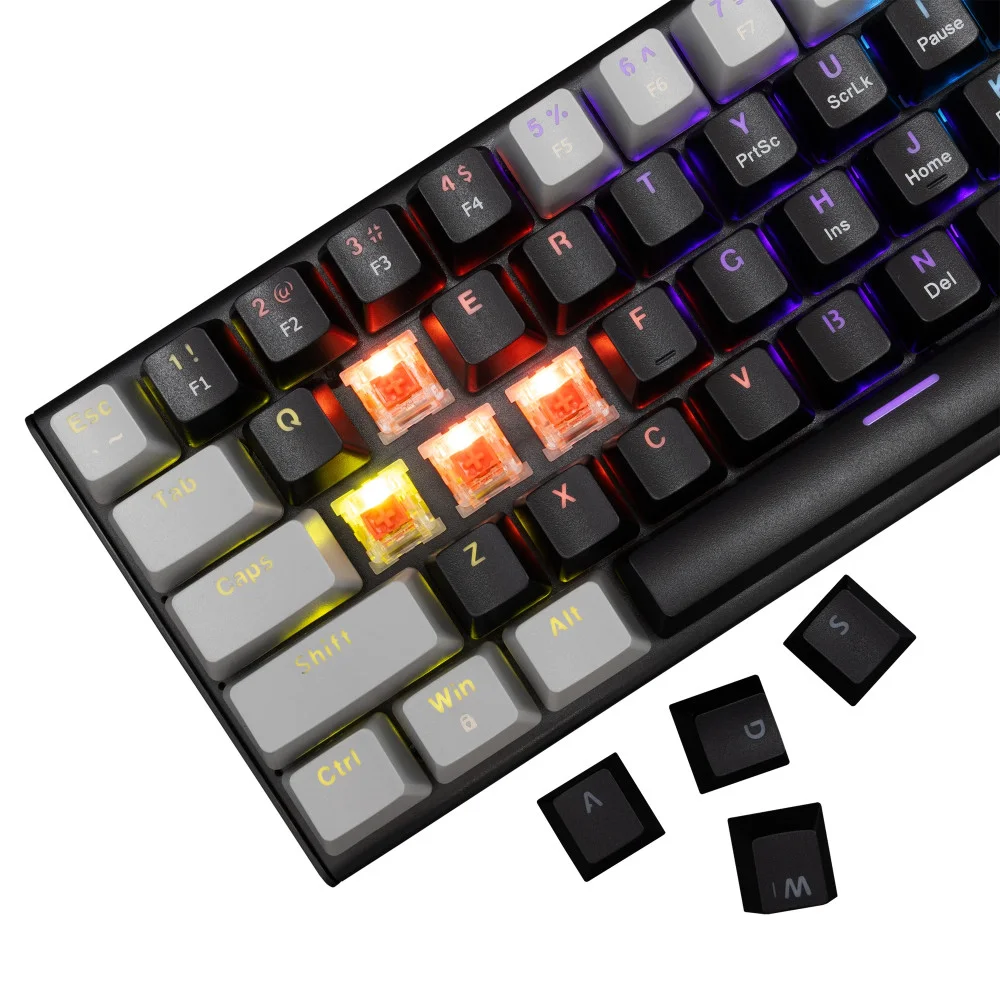 White Shark геймърска механична клавиатура Gaming Mechanical Keyboard WAKIZASHI 2 - Red Switches (English US), Black, Gray