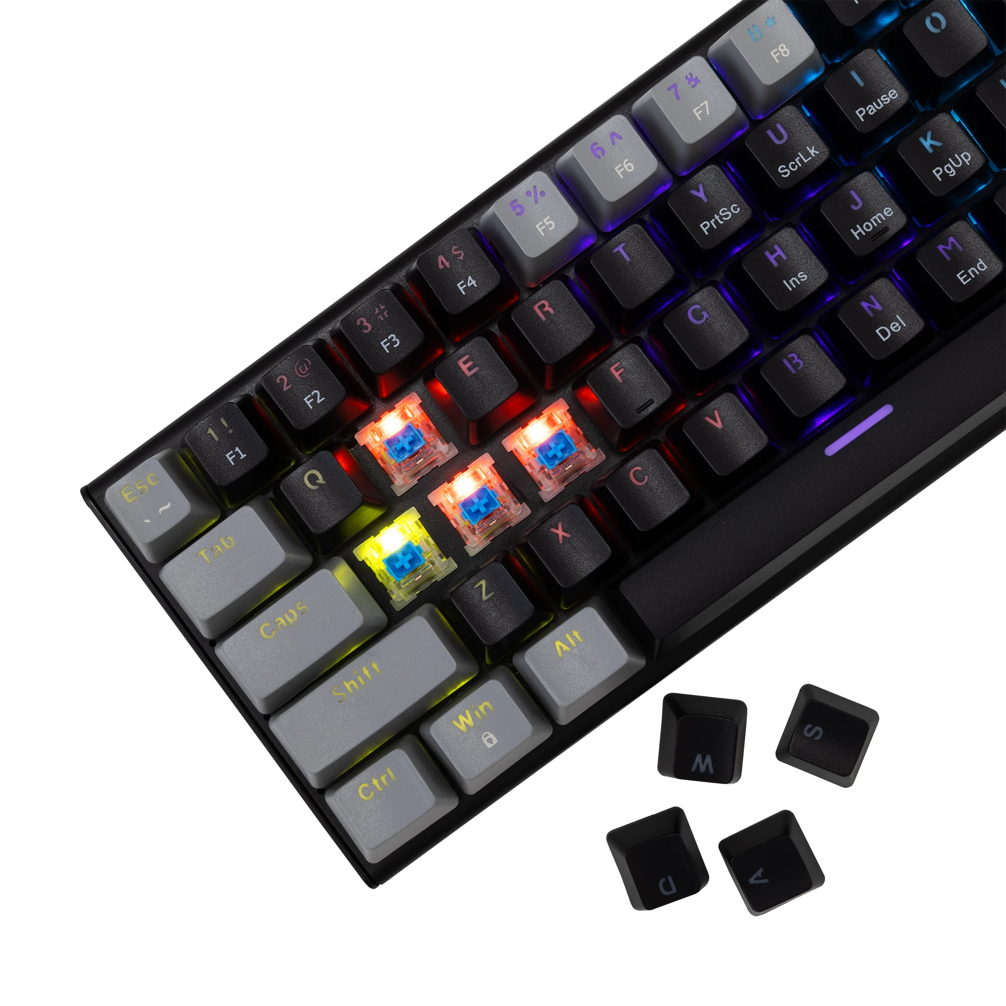 White Shark геймърска механична клавиатура Gaming Mechanical Keyboard WAKIZASHI 2 - Blue Switches (English US), Black, Gray