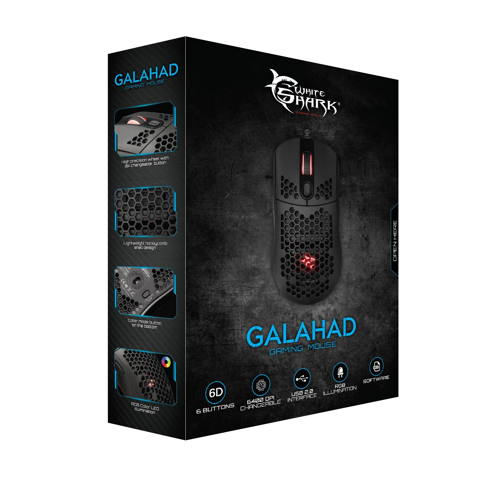 White Shark геймърска мишка Gaming Mouse GALAHAD - 7200dpi, 1000Hz, Black