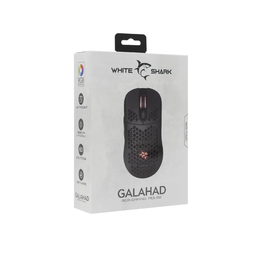 White Shark геймърска мишка Gaming Mouse GALAHAD - 7200dpi, 1000Hz, Black