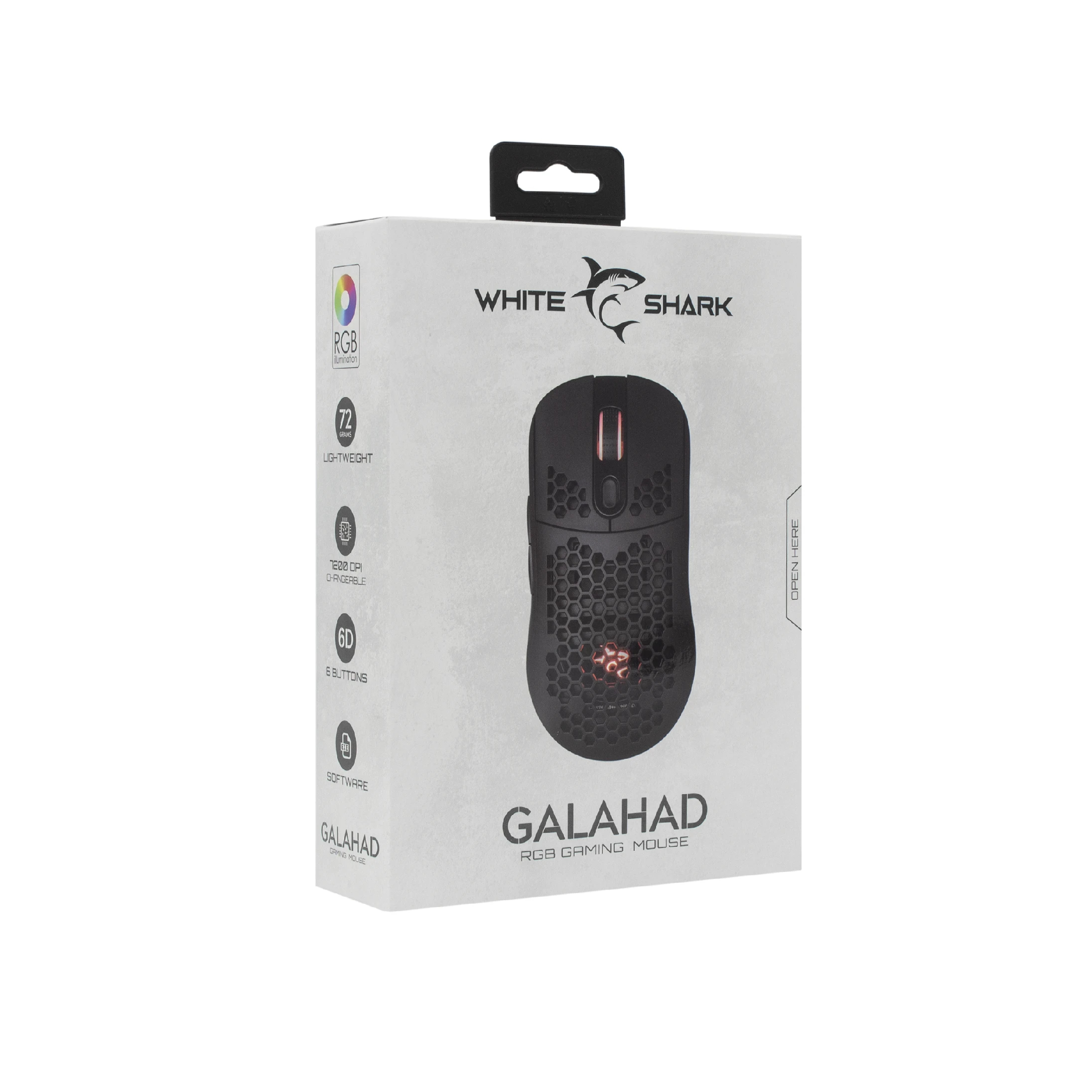 White Shark геймърска мишка Gaming Mouse GALAHAD - 7200dpi, 1000Hz, Black